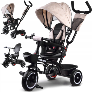 Detský trojkolesový bicykel Tiny Bike 3v1 so strieškou ROTATED 360 SP0650